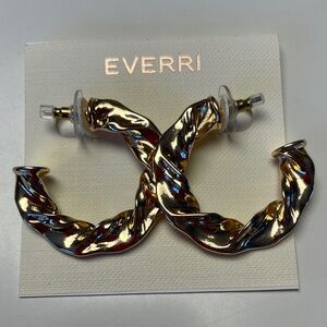 Gold Tone Textured Twisted Hoop Earrings